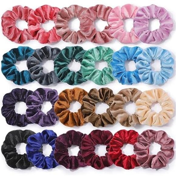 24Pcs Velvet Scrunchies Easter Basket Essentials for Adults Girls Elastic Hair